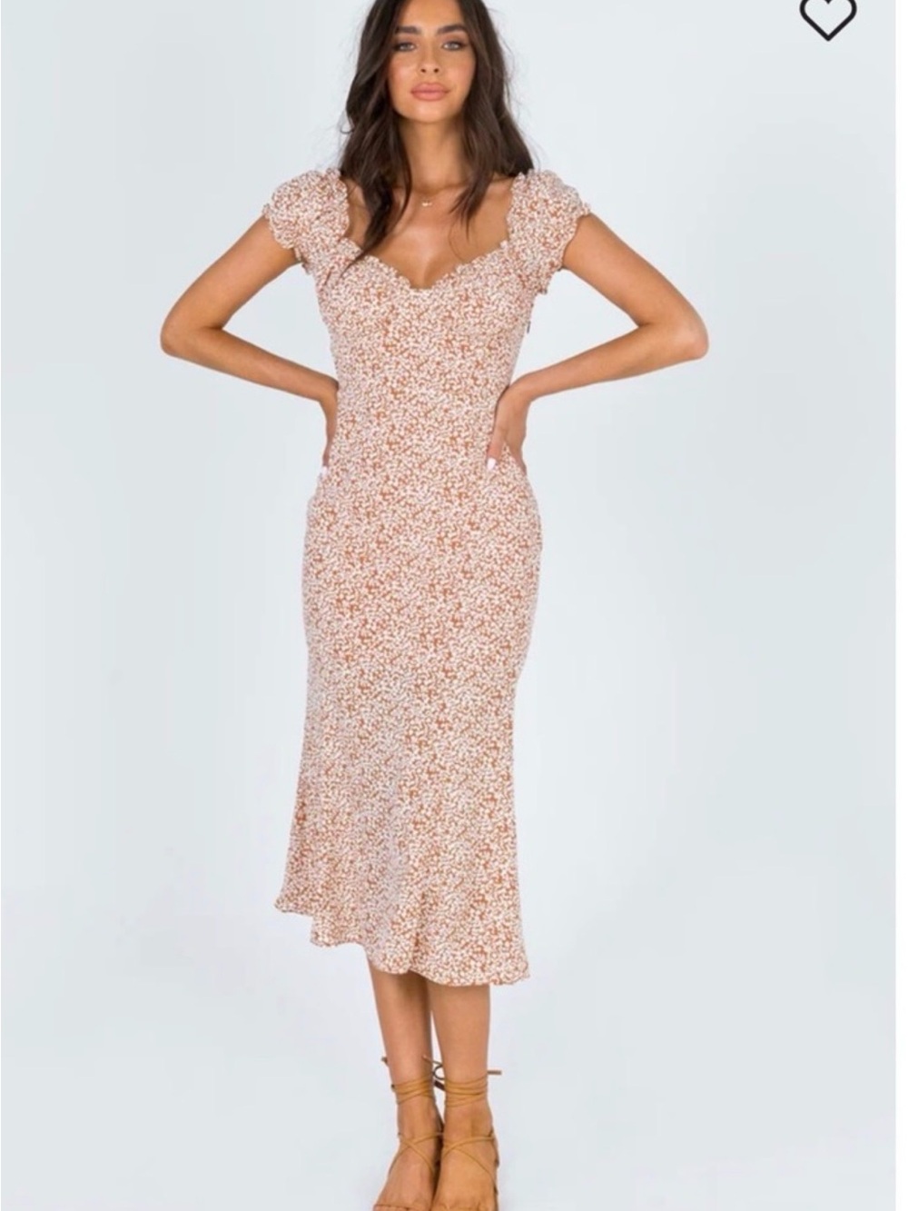Princess Polly “Just Like Heaven”  lFloral Puff-Sleeve Midi Dress Size 2